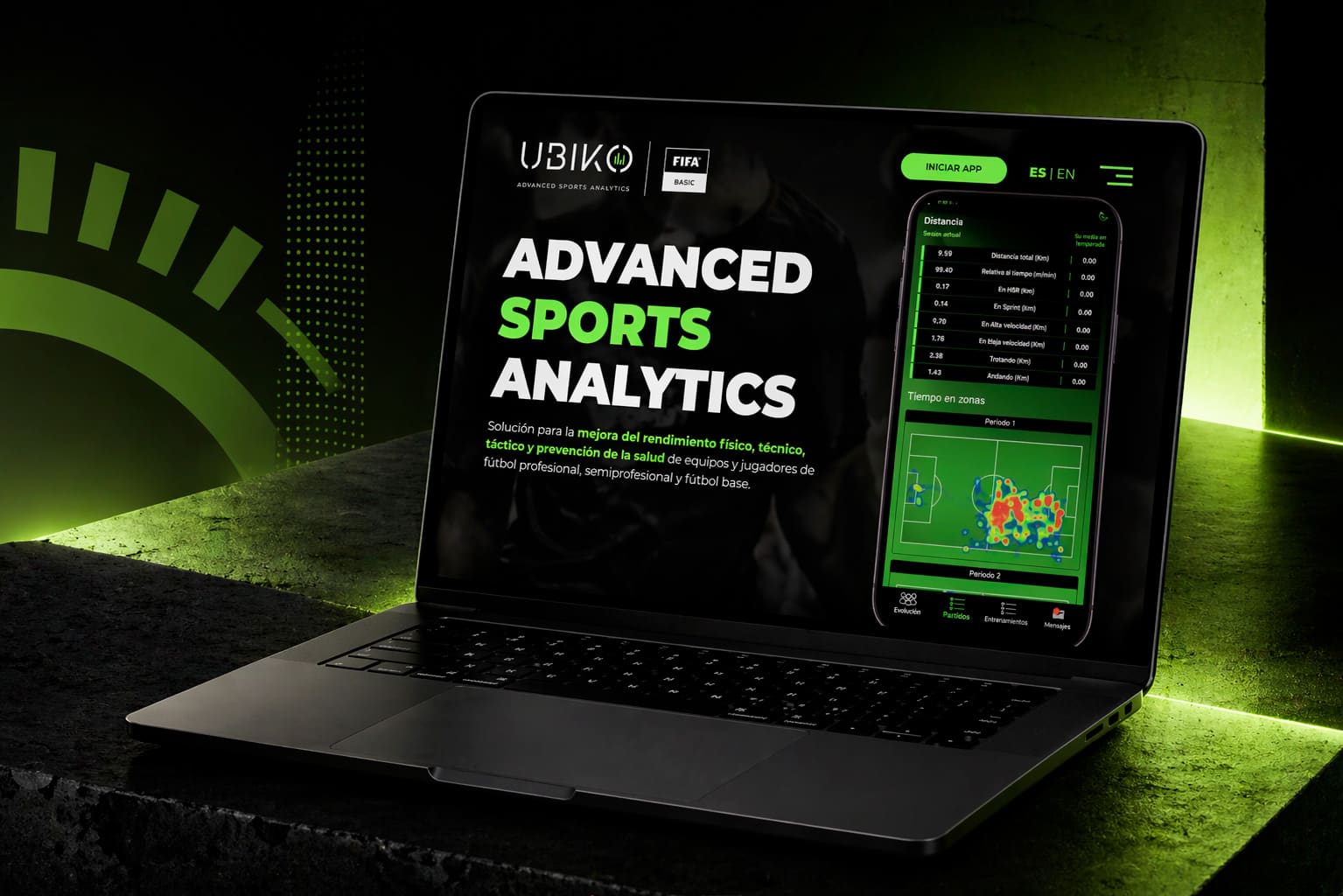 Mockup del proyecto Ubiko Sports