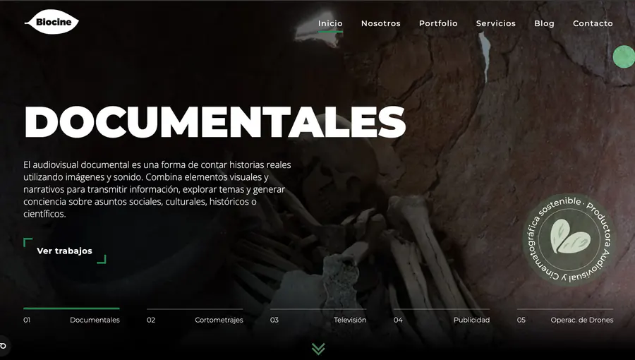 Captura del proyecto Biocine en el portfolio de Matthias Vera