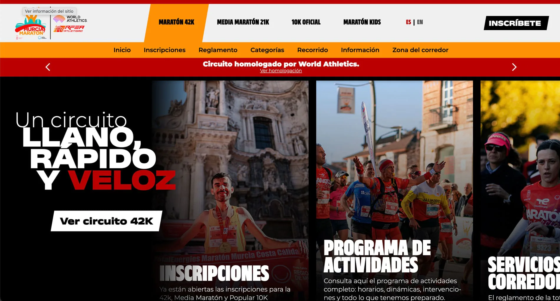 Captura 02 del proyecto Maratón de Murcia diseñada por Matthias Vera