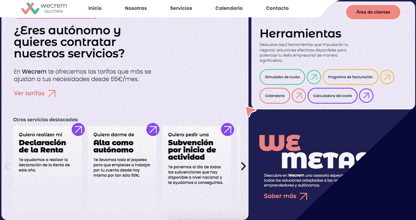 Captura 03 del proyecto Wecrem diseñada por Matthias Vera